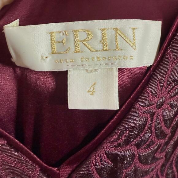 Anthropologie Erin Fetherston Dress Coco Jacquard Maroon Crimson Red Sz 4 - Picture 5 of 7